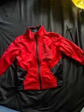 Nike Red and Black Zip-Front Athletic Jacket